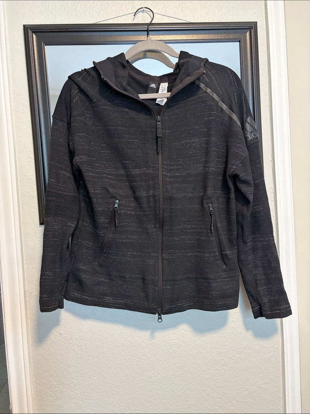 adidas Black Hooded Full-Zip Women's Jacket